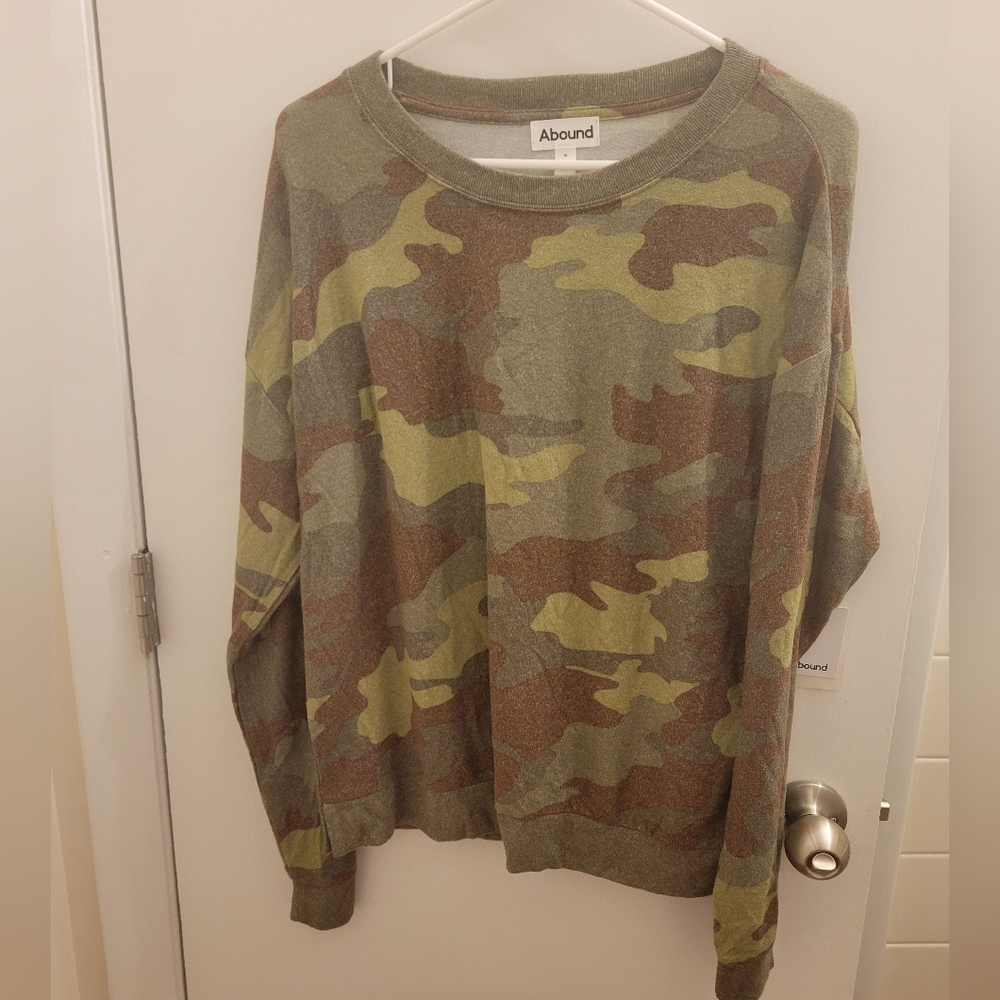 Abound Women Crewneck Sweater- Camo - Olive and Brown